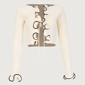 NEW Same Ruffle Hem Top Cream/Black